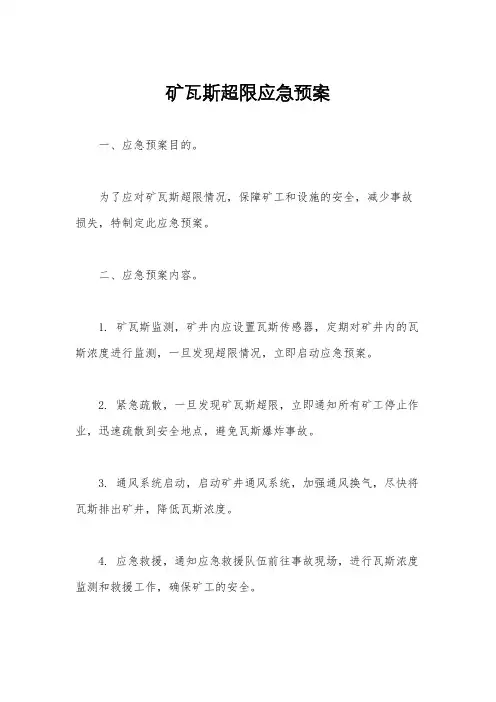 矿瓦斯超限应急预案