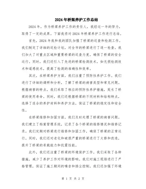 2024年桥梁养护工作总结