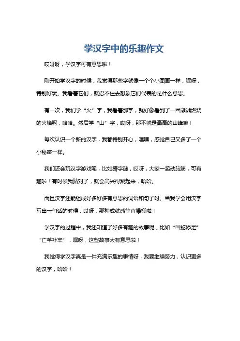 学汉字中的乐趣作文