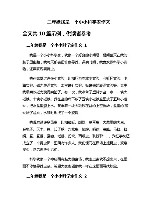 一二年级我是一个小小科学家作文