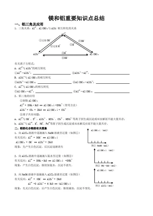 镁和铝重要知识点总结