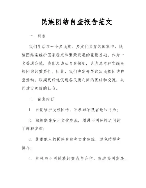 民族团结自查报告范文