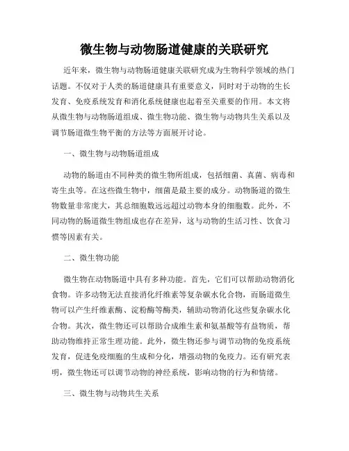微生物与动物肠道健康的关联研究