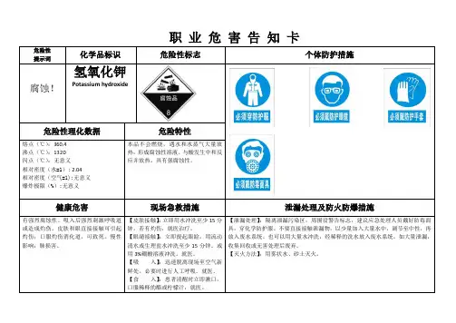 氢氧化钾MSDS职业危害告知卡