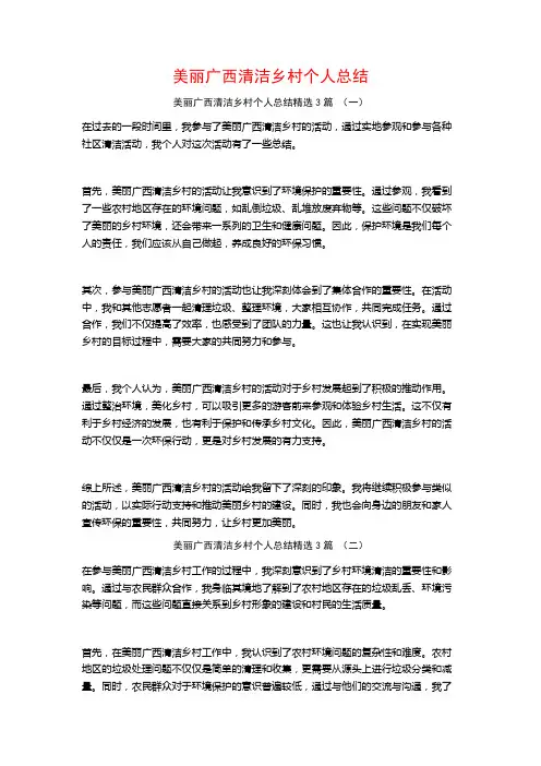 美丽广西清洁乡村个人总结3篇