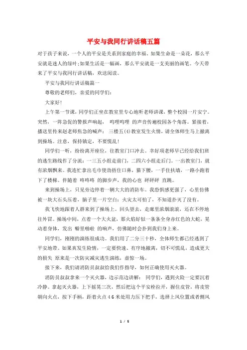 安全与我同行讲话稿五篇