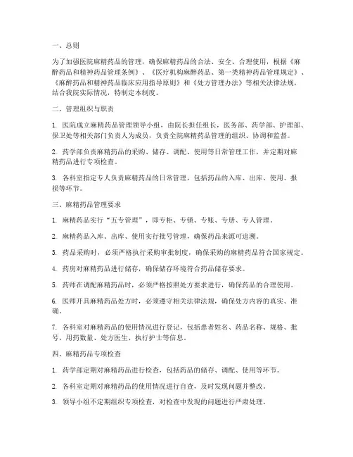 麻精管理制度医院版