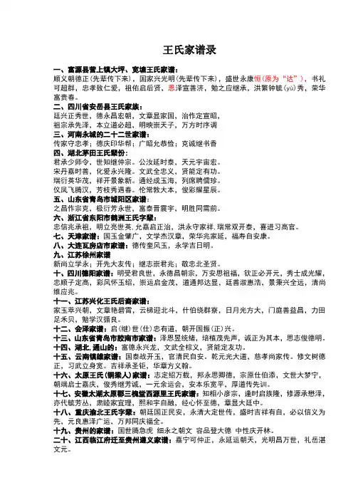 王氏家谱录