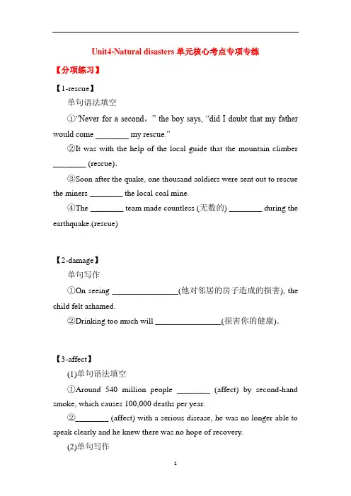 高中英语 新版人教必修第一册Unit4 单元核心考点专项专练(含答案)