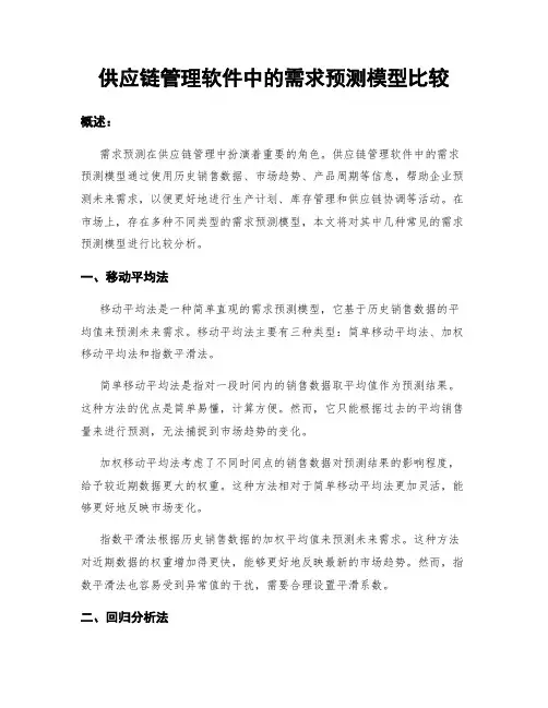 供应链管理软件中的需求预测模型比较