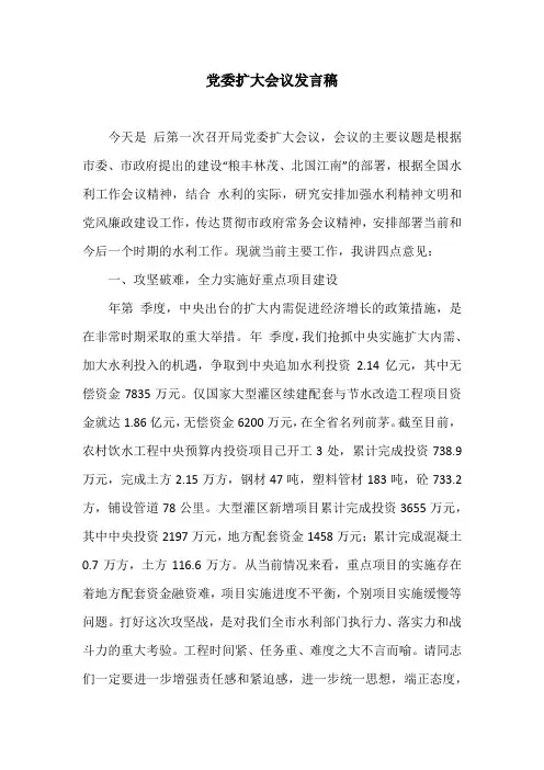 党委扩大会议发言稿