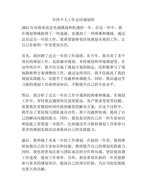 年终个人工作总结规划师