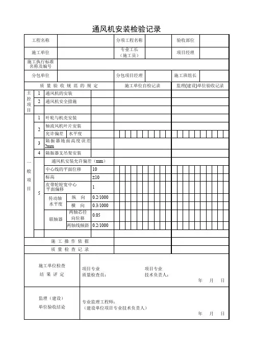 通风机安装检验记录