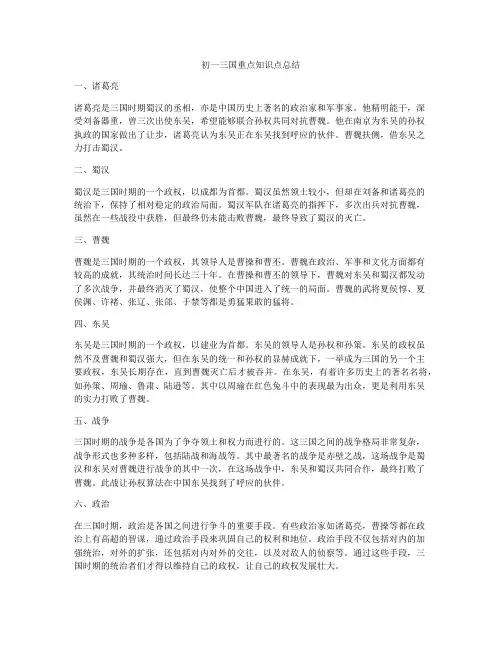 初一三国重点知识点总结