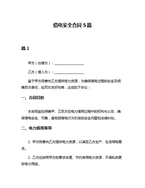 借电安全合同5篇