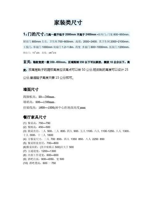 家装基本尺寸