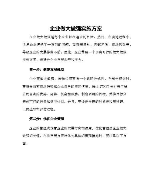 企业做大做强实施方案
