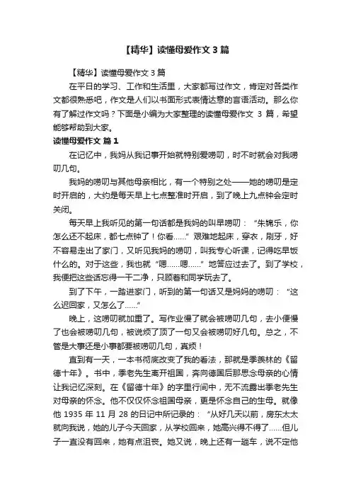【精华】读懂母爱作文3篇