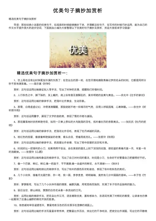 优美句子摘抄加赏析