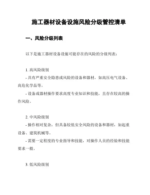 施工器材设备设施风险分级管控清单
