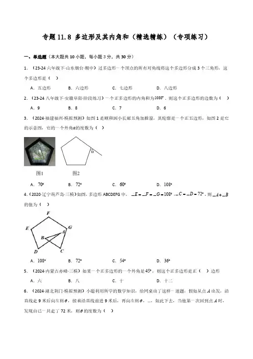 多边形及其内角和(精选精练)(专项练习)(教师版) 2024-2025学年八年级数学上册基础知识专项