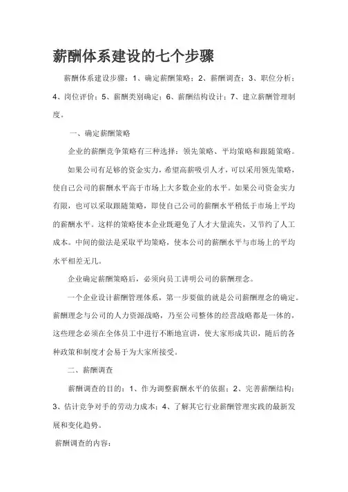 薪酬体系建设的七个步骤