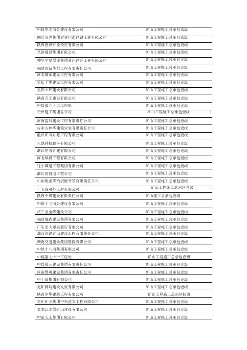 矿山一级资质施工企业