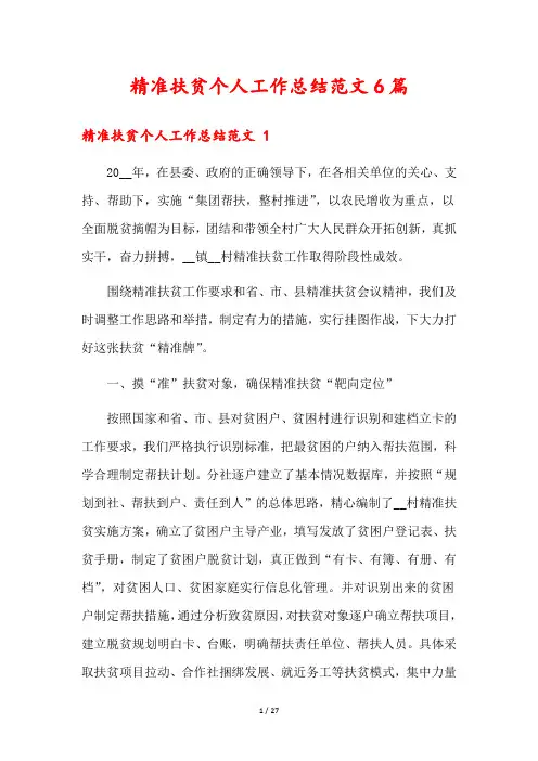 精准扶贫个人工作总结范文6篇
