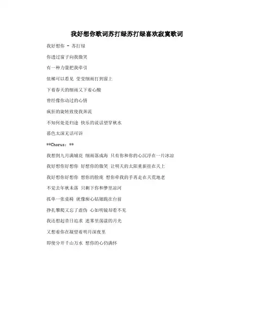 我好想你歌词苏打绿苏打绿喜欢寂寞歌词