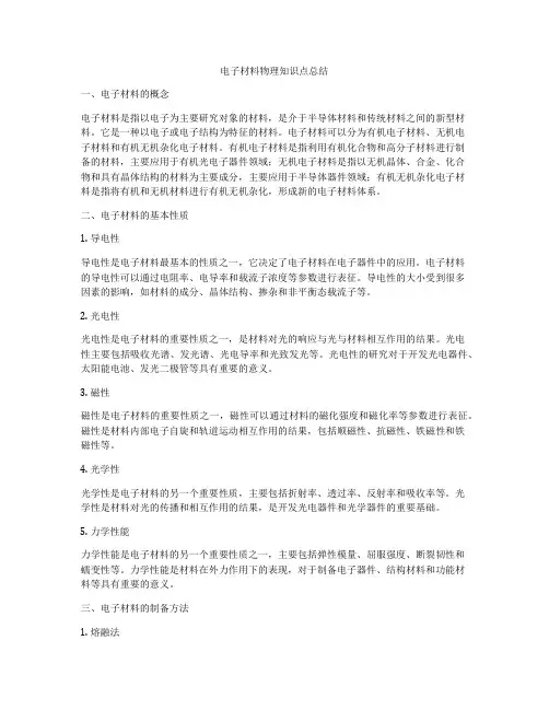 电子材料物理知识点总结