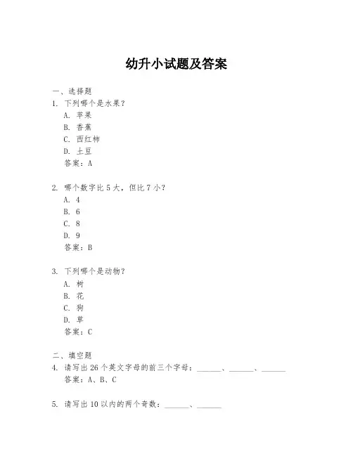 幼升小试题及答案