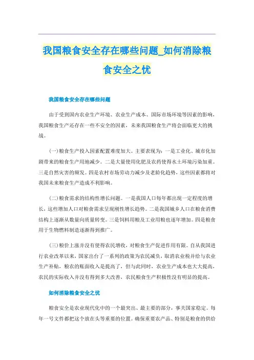 我国粮食安全存在哪些问题_如何消除粮食安全之忧