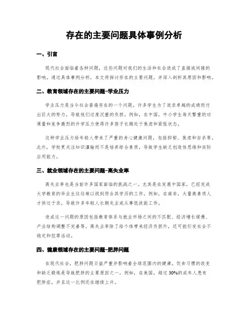 存在的主要问题具体事例分析