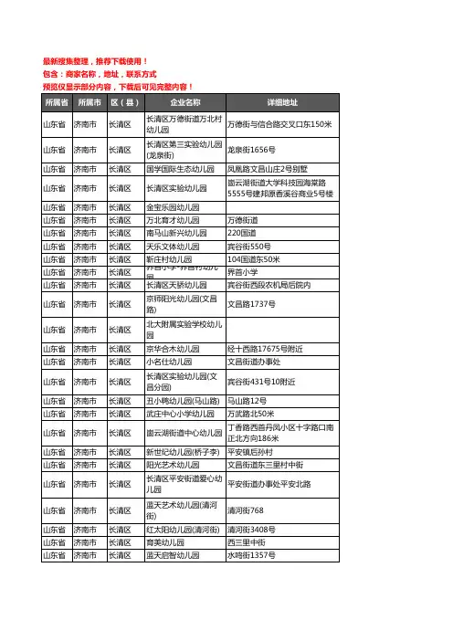 新版山东省济南市长清区幼儿园企业公司商家户名录单联系方式地址大全80家