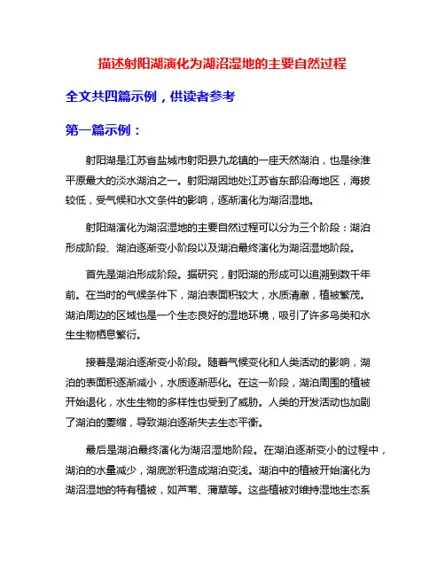 描述射阳湖演化为湖沼湿地的主要自然过程