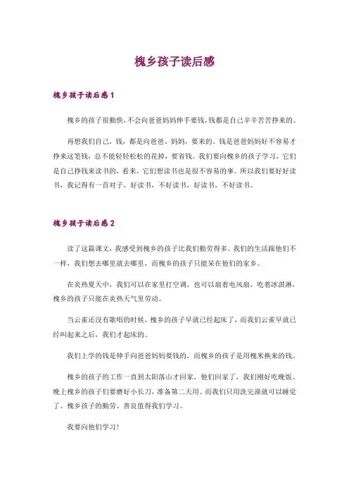 2024年槐乡孩子读后感