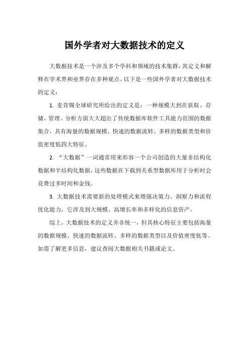 国外学者对大数据技术的定义