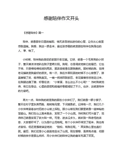 感谢陪伴作文开头