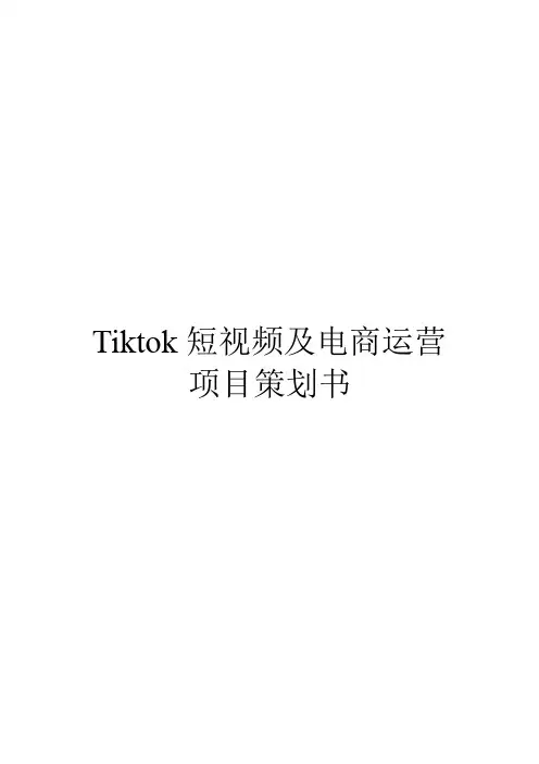 tiktok(国际版抖音)短视频及电商运营计划书