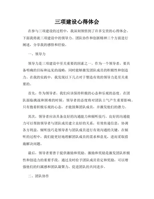 三项建设心得体会