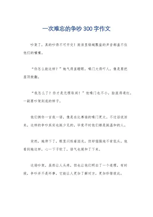 一次难忘的争吵300字作文