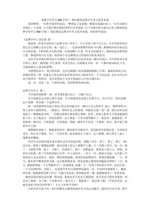追梦少年作文600字初三 我们都是追梦少年作文优秀8篇