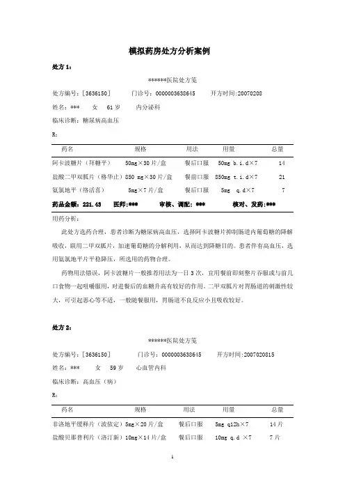 模拟药房处方分析案例1
