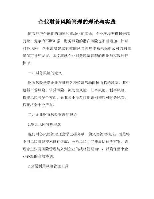 企业财务风险管理的理论与实践