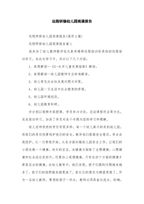 远程研修幼儿园观课报告