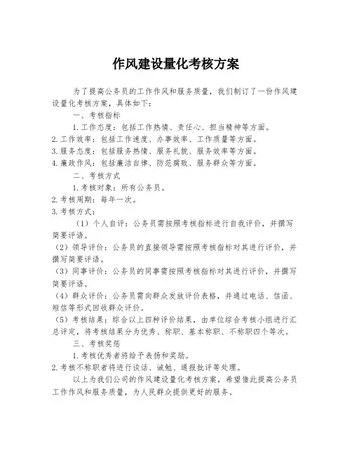 作风建设量化考核方案