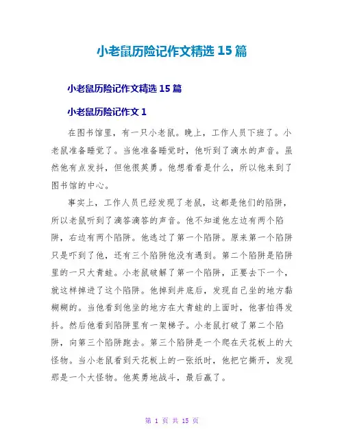小老鼠历险记作文精选15篇