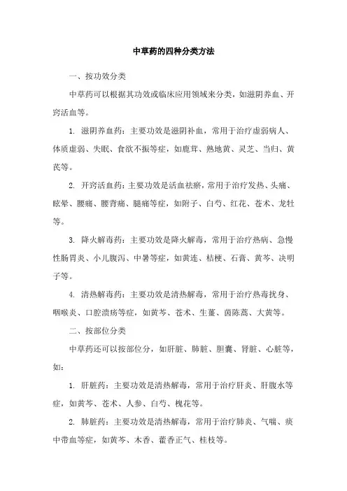 中草药的四种分类方法