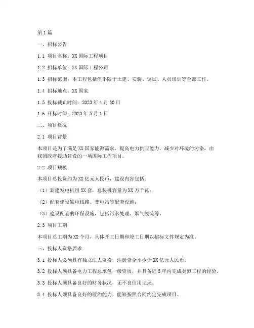 国际工程项目招标文件(3篇)