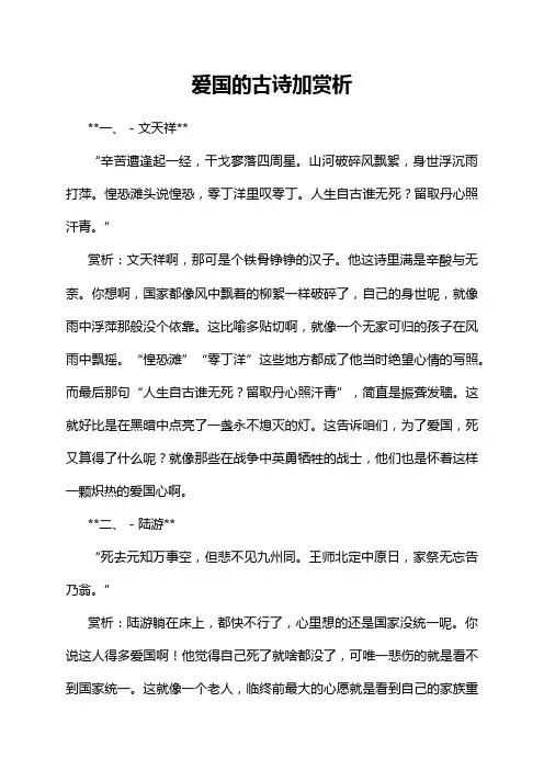 爱国的古诗加赏析